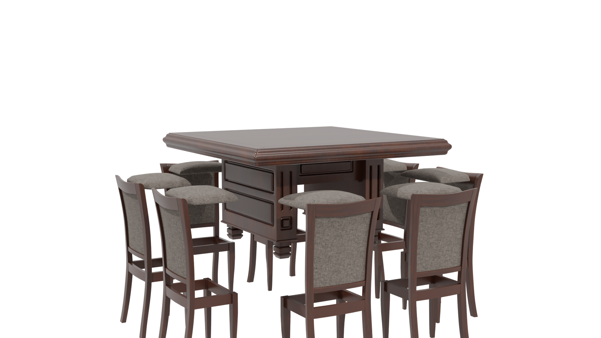 Elegant Wooden Dining Set 3D - Professional 3D Model Render 4