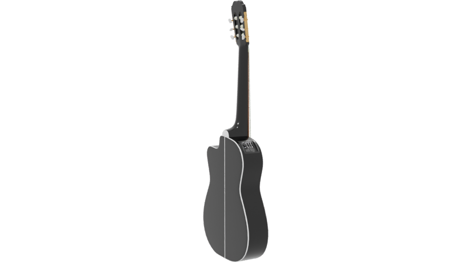 Stylish Black Acoustic Guitar 3D Model - Professional 3D Model Render 7