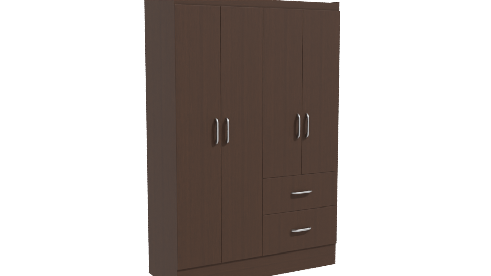 Stylish Wooden Wardrobe with Drawers 3D Model - Professional 3D Model Render 10