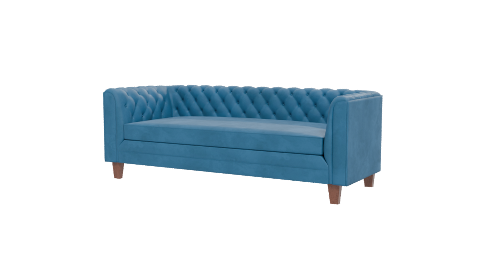 Stylish Blue Upholstered Sofa - Professional 3D Model Render 12