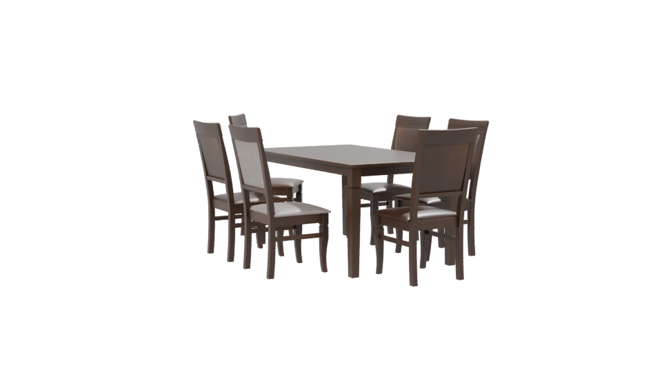 Elegant Wooden Dining Table Set - Professional 3D Model Render 7