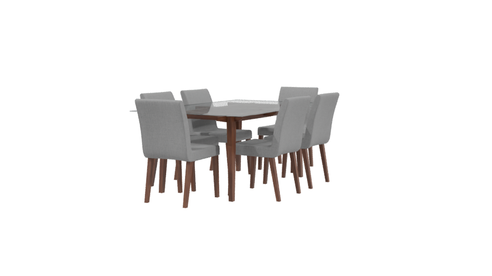 Stylish Wooden Dining Table Set - Professional 3D Model Render 3