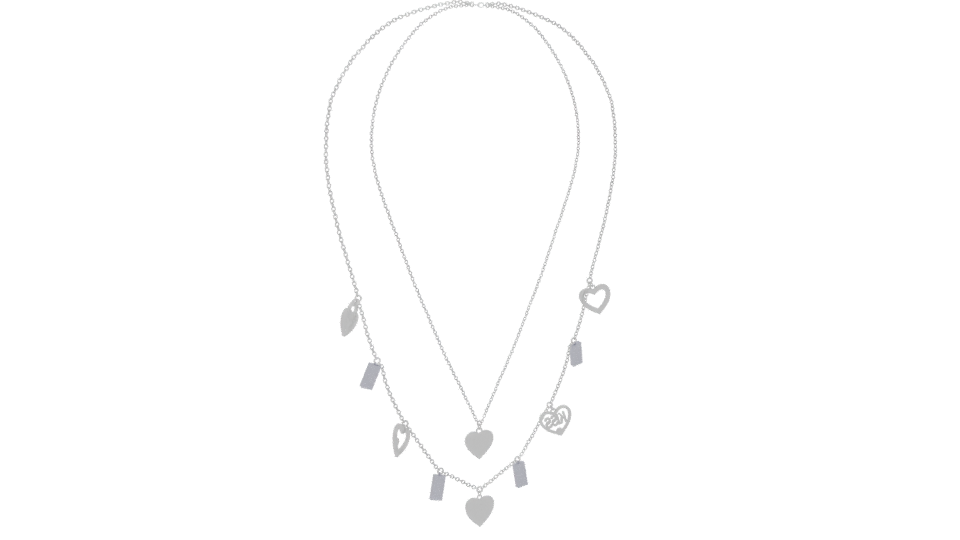 Stylish Double Layer Heart Necklace - Professional 3D Model Render 4