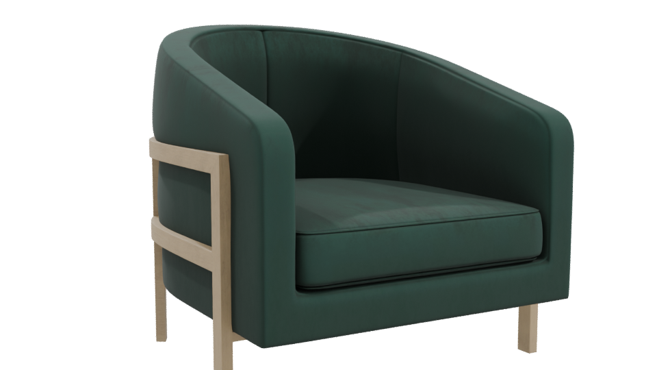 Stylish Green Accent Chair 3D - Professional 3D Model Render 10