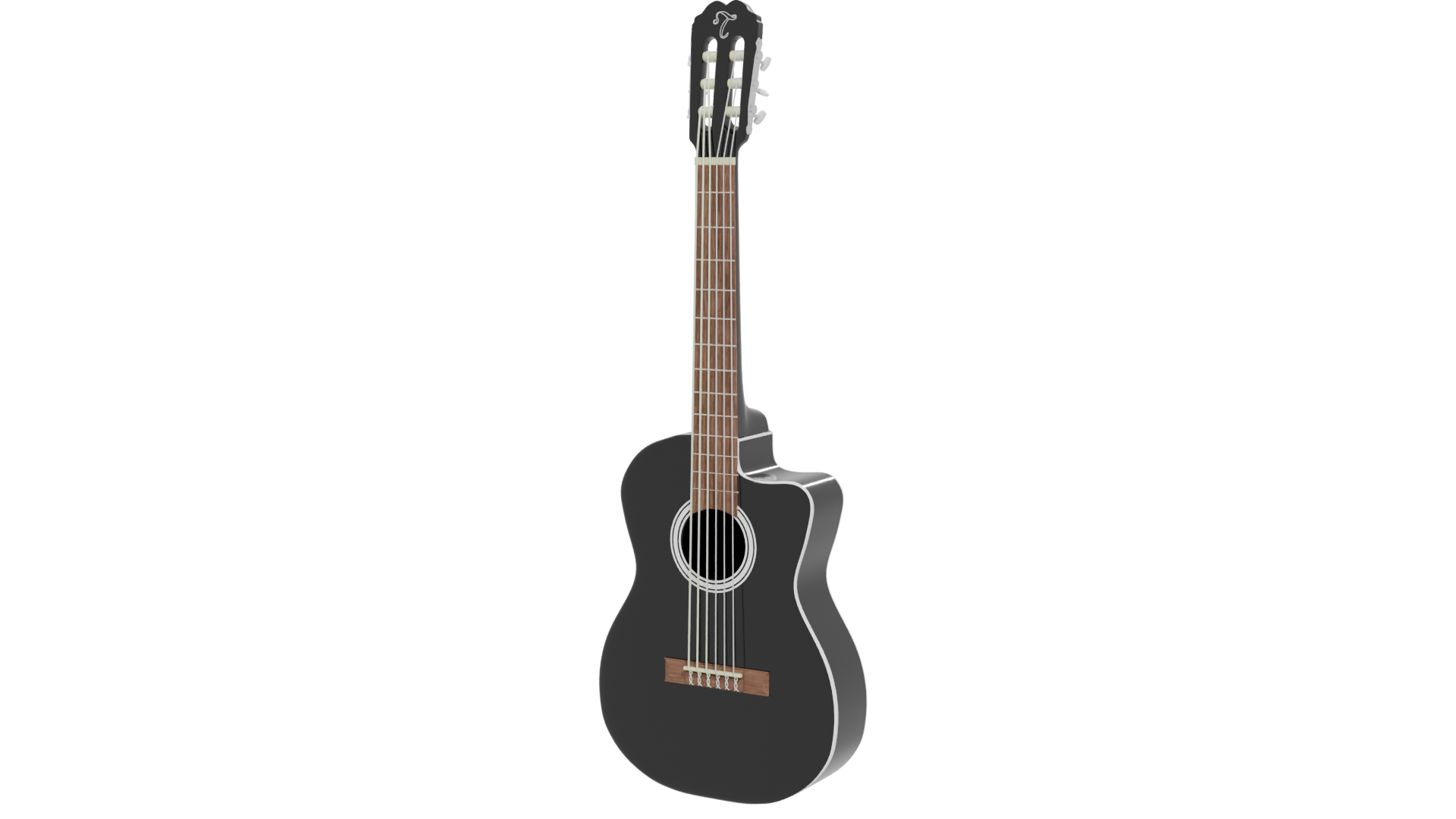 Stylish Black Acoustic Guitar 3D Model - Professional 3D Model Render 12
