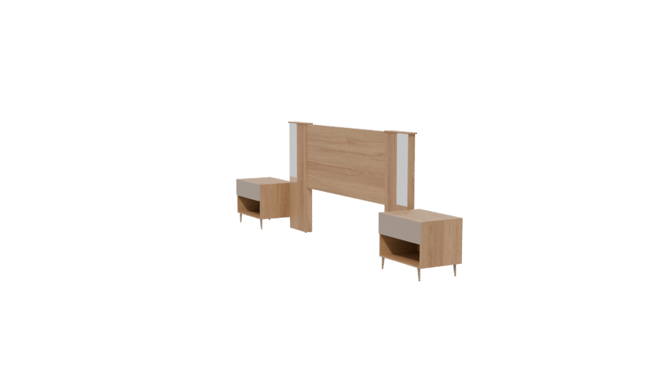 Wooden Headboard with Nightstands 3D - Professional 3D Model Render 13