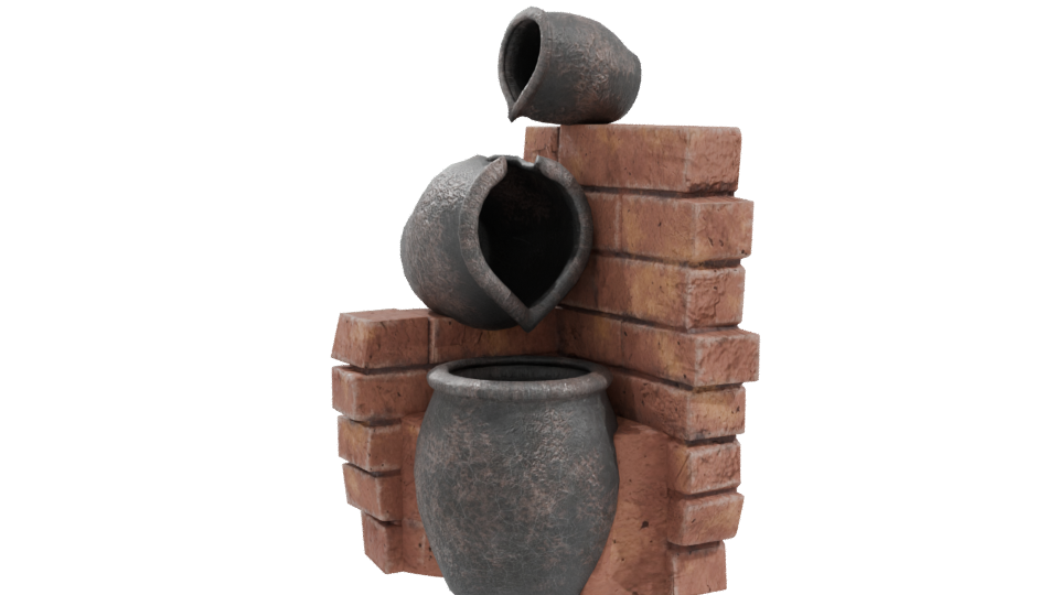 Stylized Ancient Pottery with Brick Structure 3D Model - Professional 3D Model Render 10