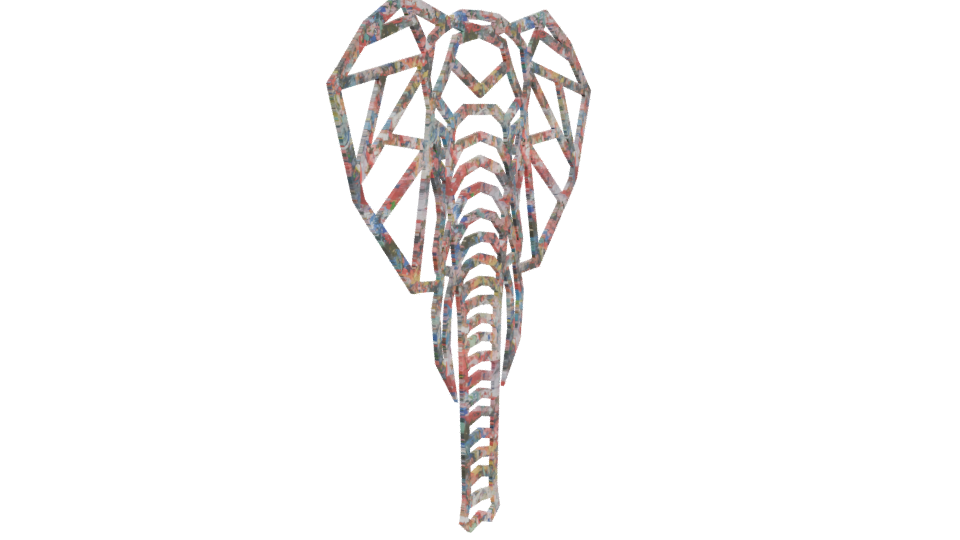 Stylized Geometric Elephant Model - Professional 3D Model Render 3