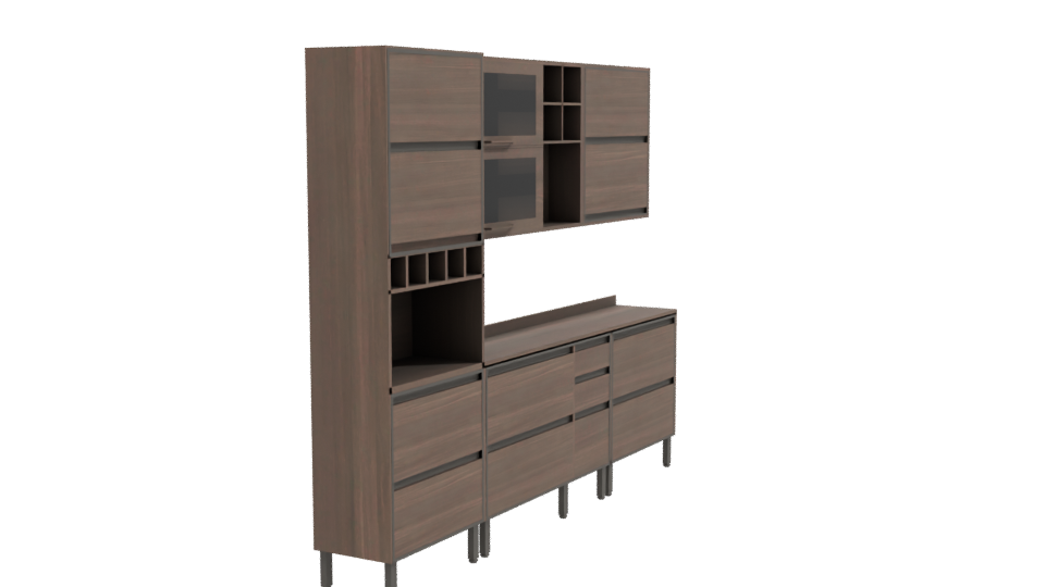 Contemporary Wooden Cabinet Model - Professional 3D Model Render 9