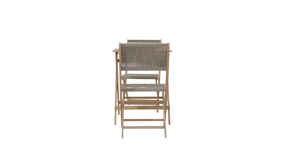 Bistro Wooden Table Set 3D - Professional 3D Model Render 2