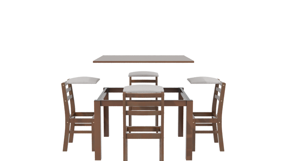 Elegant Wooden Dining Table Set - Professional 3D Model Render 2