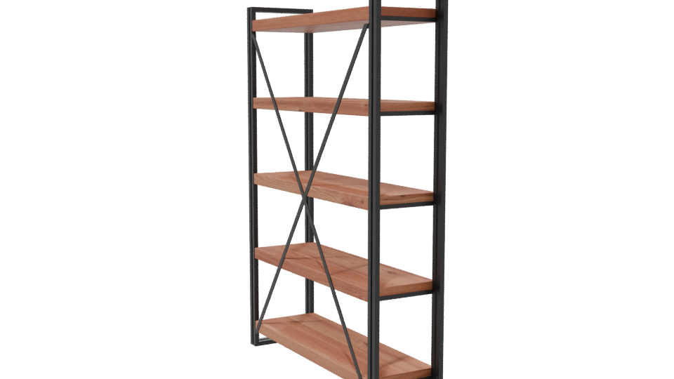 Industrial Style Wooden Shelving Unit - Professional 3D Model Render 7