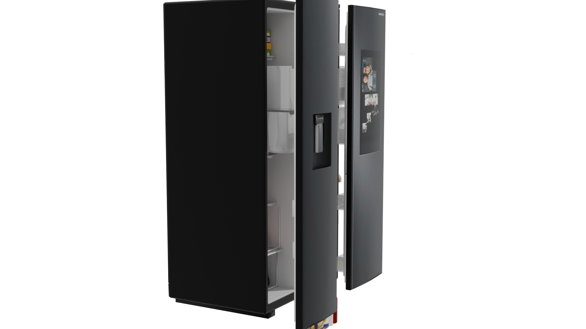 Modern Black Refrigerator 3D Model - Professional 3D Model Render 9