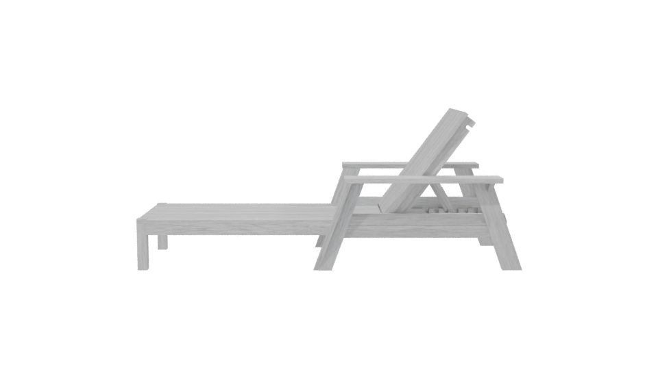 Stylish Outdoor Wooden Lounge Chair 3D Model - Professional 3D Model Render 2