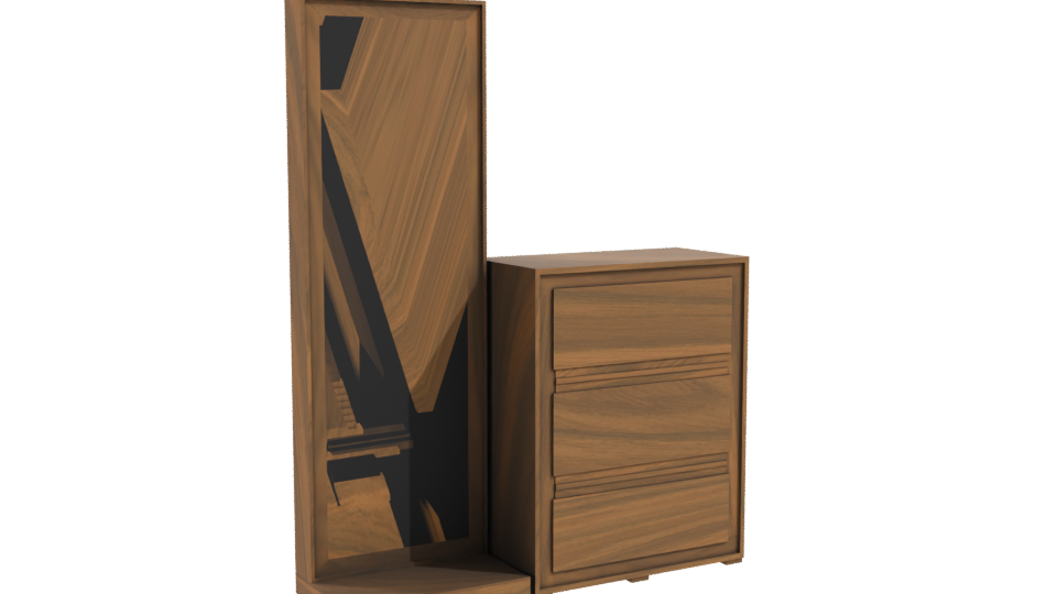Elegant Wooden Mirror Cabinet Model - Professional 3D Model Render 10