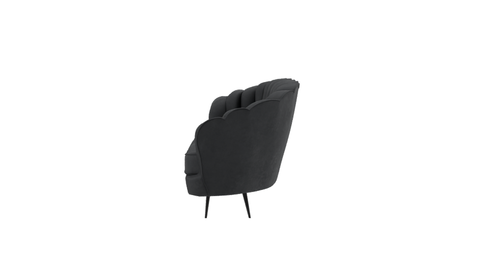 Chic Black Velvet Sofa Model - Professional 3D Model Render 2
