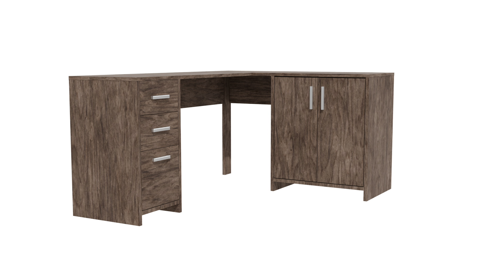 L-Shaped Wooden Desk 3D Model - Professional 3D Model Render 12