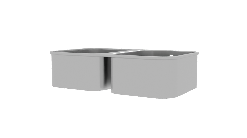Dual Basin Stainless Steel Sink - Professional 3D Model Render 12