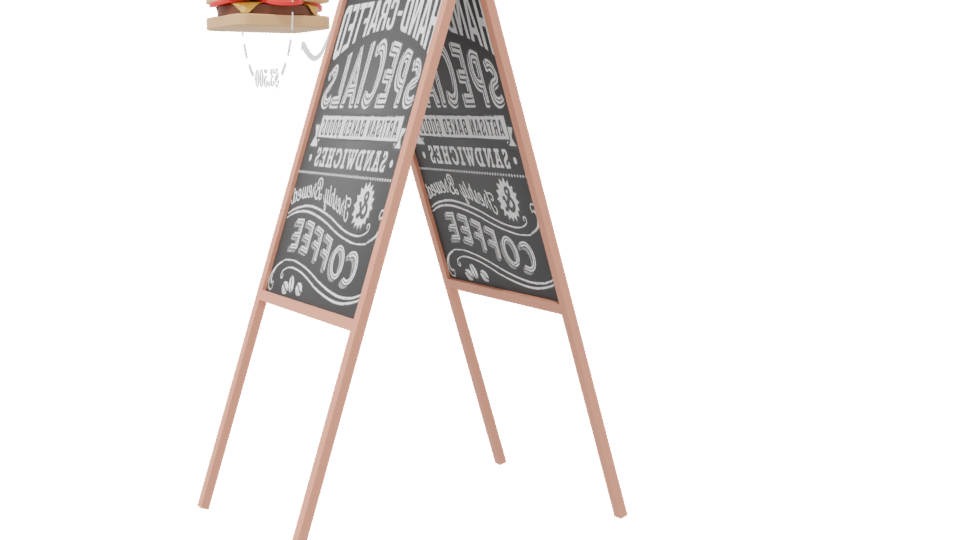 Chalkboard Menu Stand 3D Model - Professional 3D Model Render 7