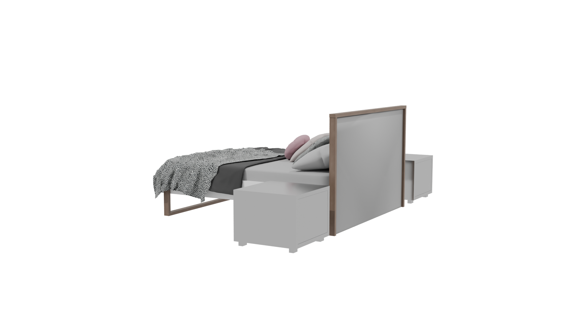 Modern Queen Bed with Nightstands 3D - Professional 3D Model Render 15