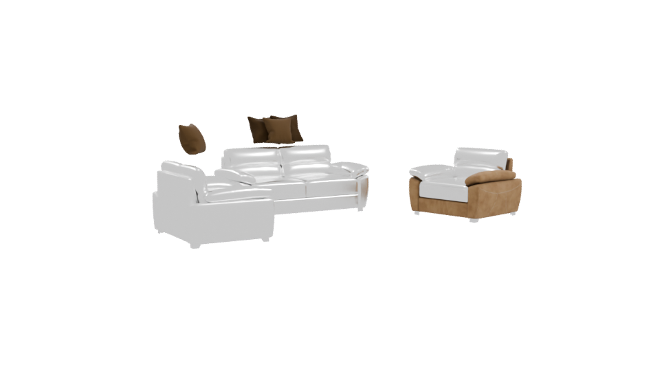 Stylish Brown Leather Sofa Set - Professional 3D Model Render 10