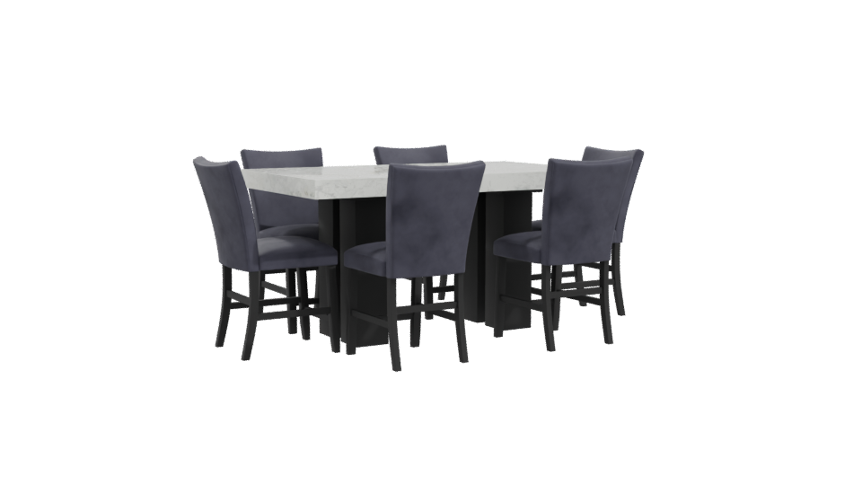 Elegant Rectangular Dining Table Set - Professional 3D Model Render 10