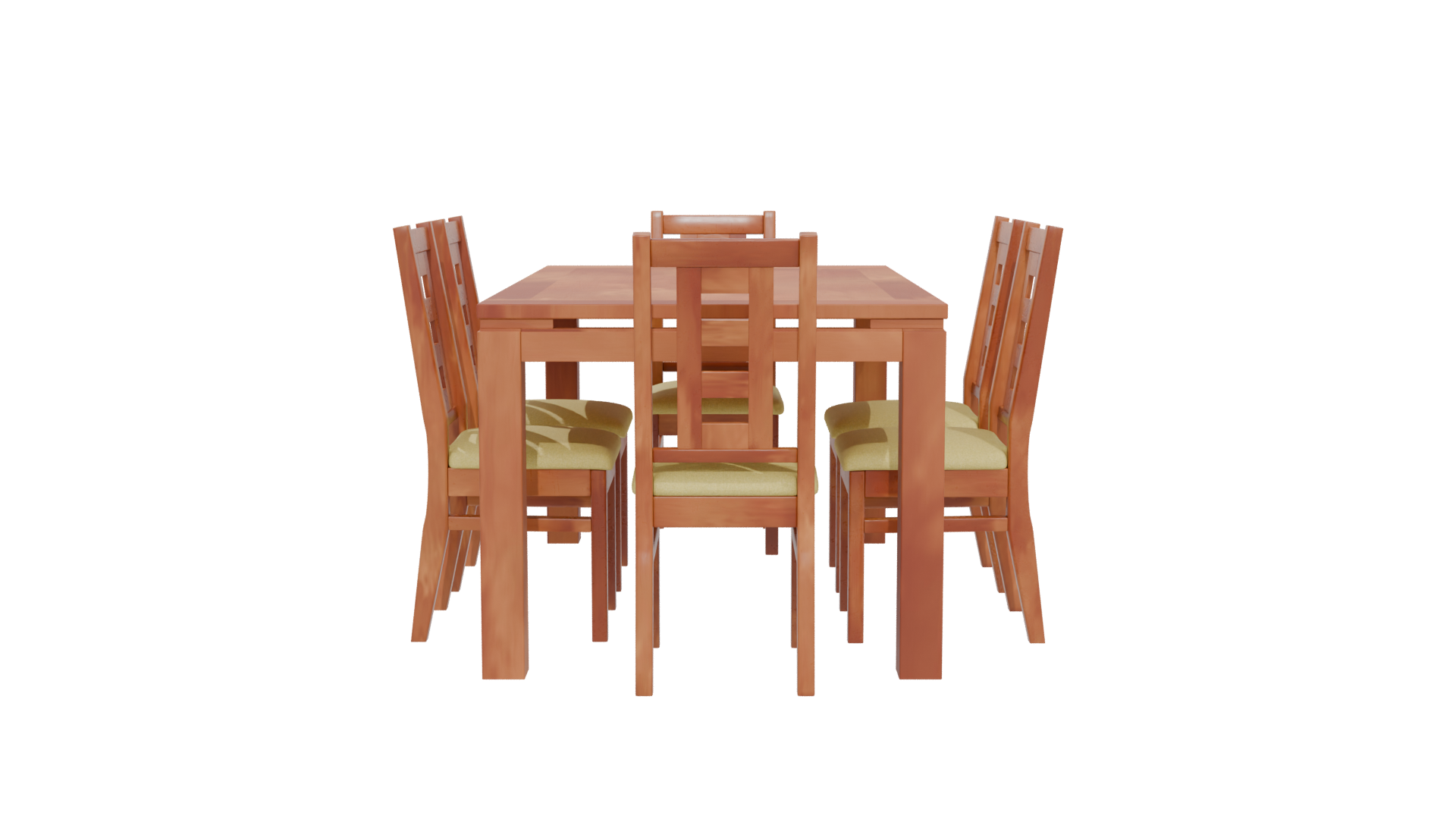 Stylish Wooden Dining Table Set 3D Model - Professional 3D Model Render 5