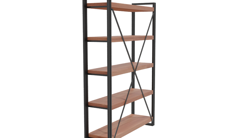 Industrial Style Wooden Shelving Unit - Professional 3D Model Render 3