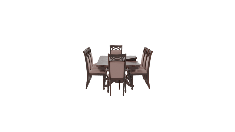 Classic Dining Table Set 3D Model - Professional 3D Model Render 8