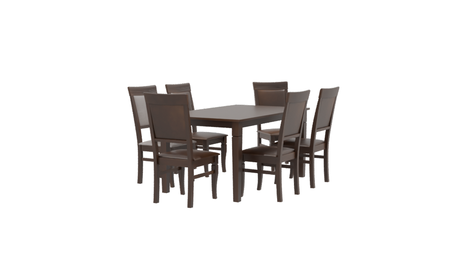 Elegant Wooden Dining Table Set - Professional 3D Model Render 9