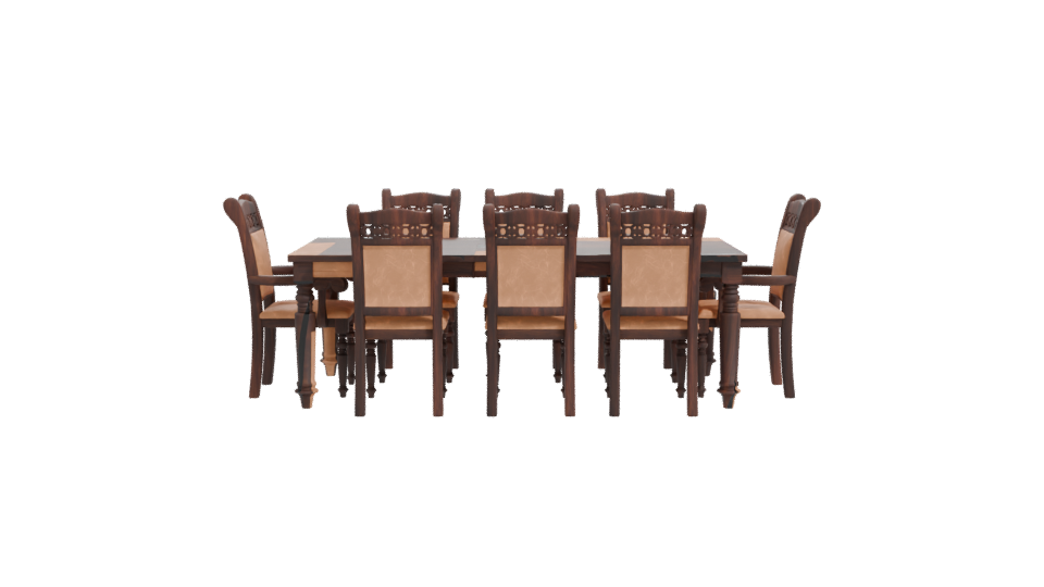 Elegant Wooden Dining Table Set - Professional 3D Model Render 11