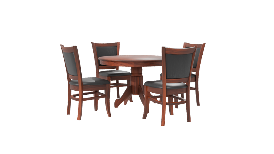 Stylish Round Wooden Dining Set - Professional 3D Model Render 7