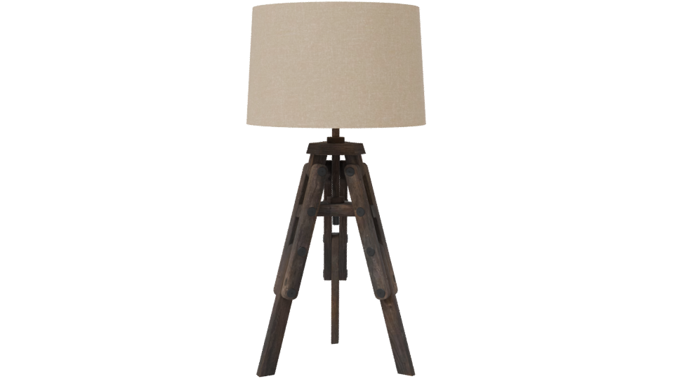 Industrial Wooden Tripod Lamp 3D - Professional 3D Model Render 7