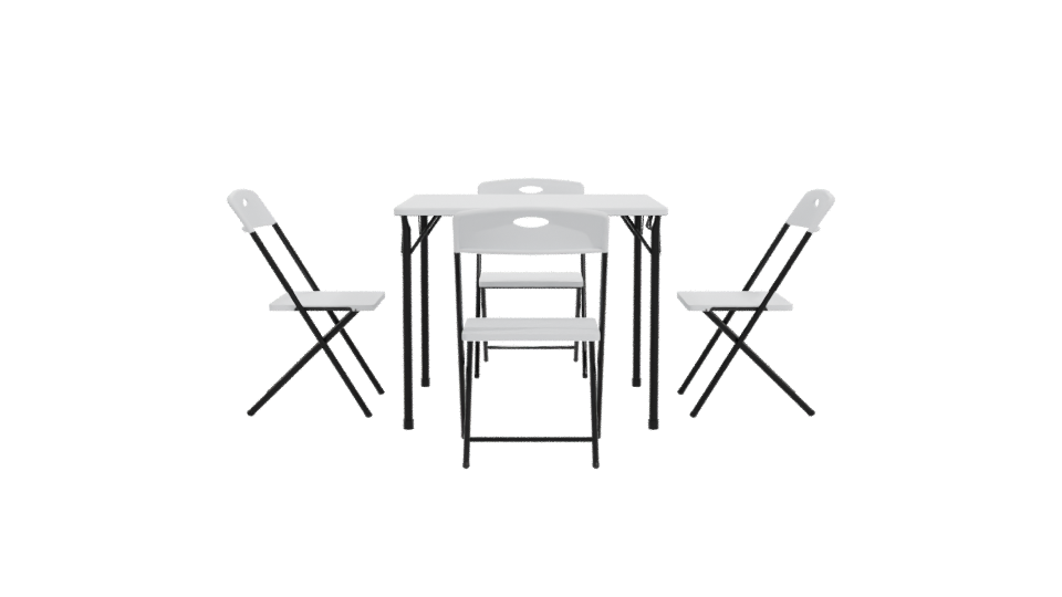 Minimalist Folding Table Set 3D - Professional 3D Model Render 11