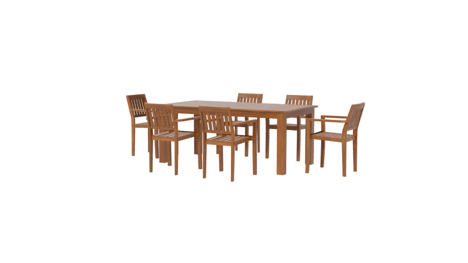 Elegant Wooden Outdoor Dining Set 3D Model - Professional 3D Model Render 6