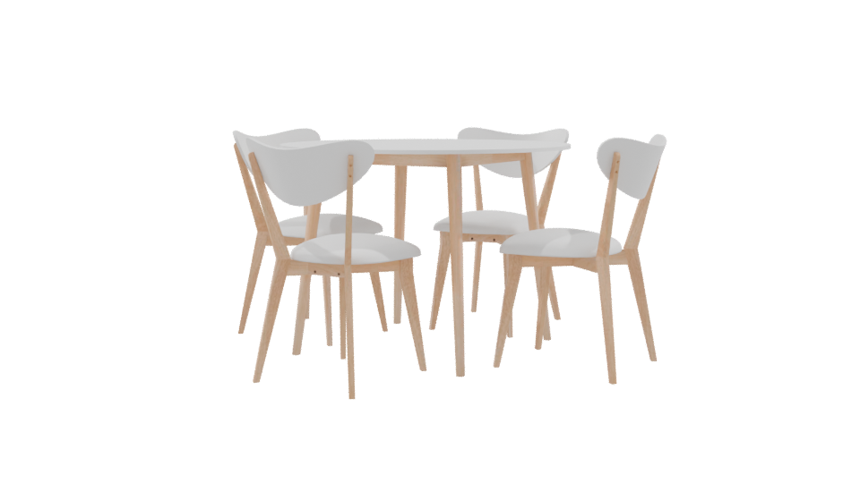 Dining Table with 4 Chairs 3D - Professional 3D Model Render 9
