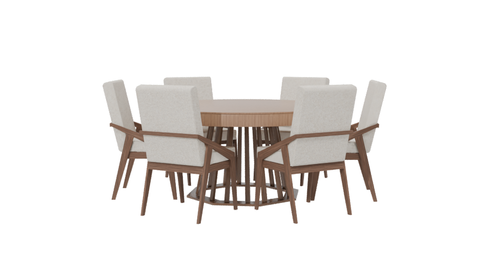 Stylish Round Dining Table Set - Professional 3D Model Render 6