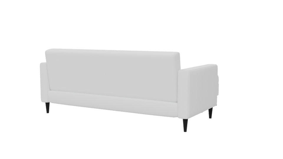 White Retro Sofa with Poufs 3D - Professional 3D Model Render 6