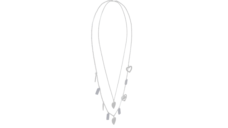 Stylish Double Layer Heart Necklace - Professional 3D Model Render 3