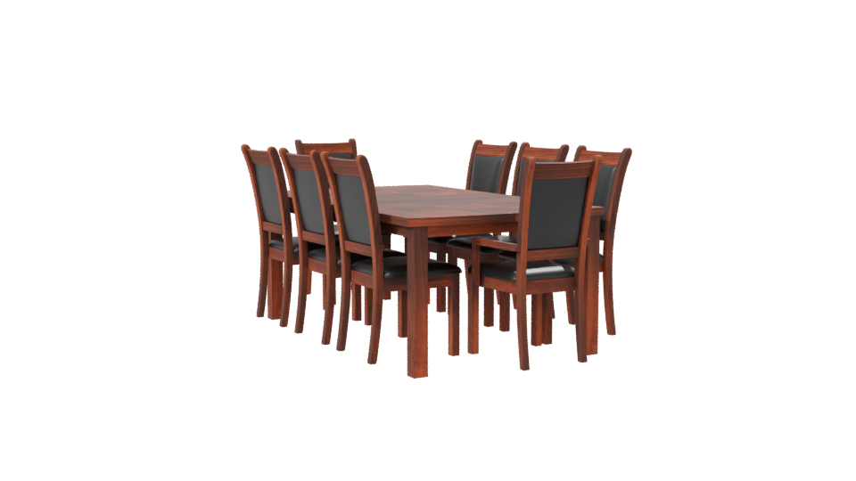 Elegant Wooden Dining Table with Chairs Set 3D Model - Professional 3D Model Render 7