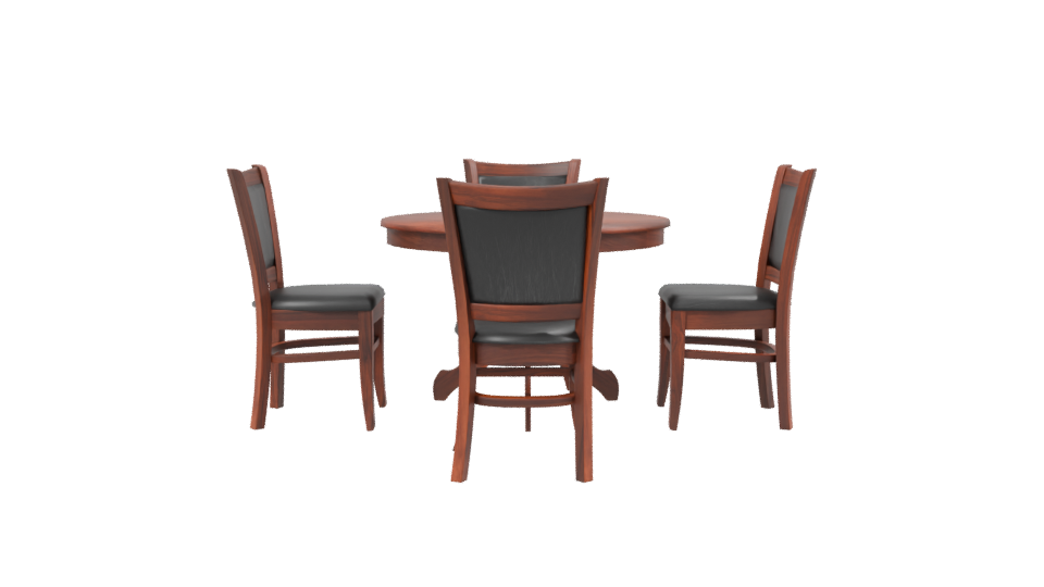 Stylish Round Wooden Dining Set - Professional 3D Model Render 2