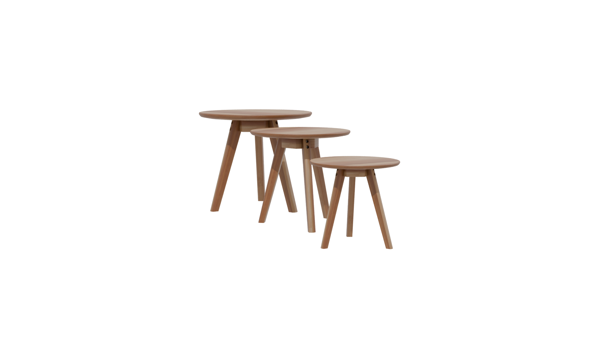 Stylish Wooden Side Table Set - Professional 3D Model Render 13