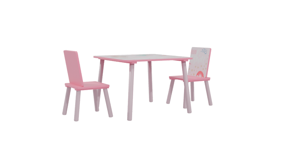 Charming Kids' Table and Chair Set 3D Model - Professional 3D Model Render 4