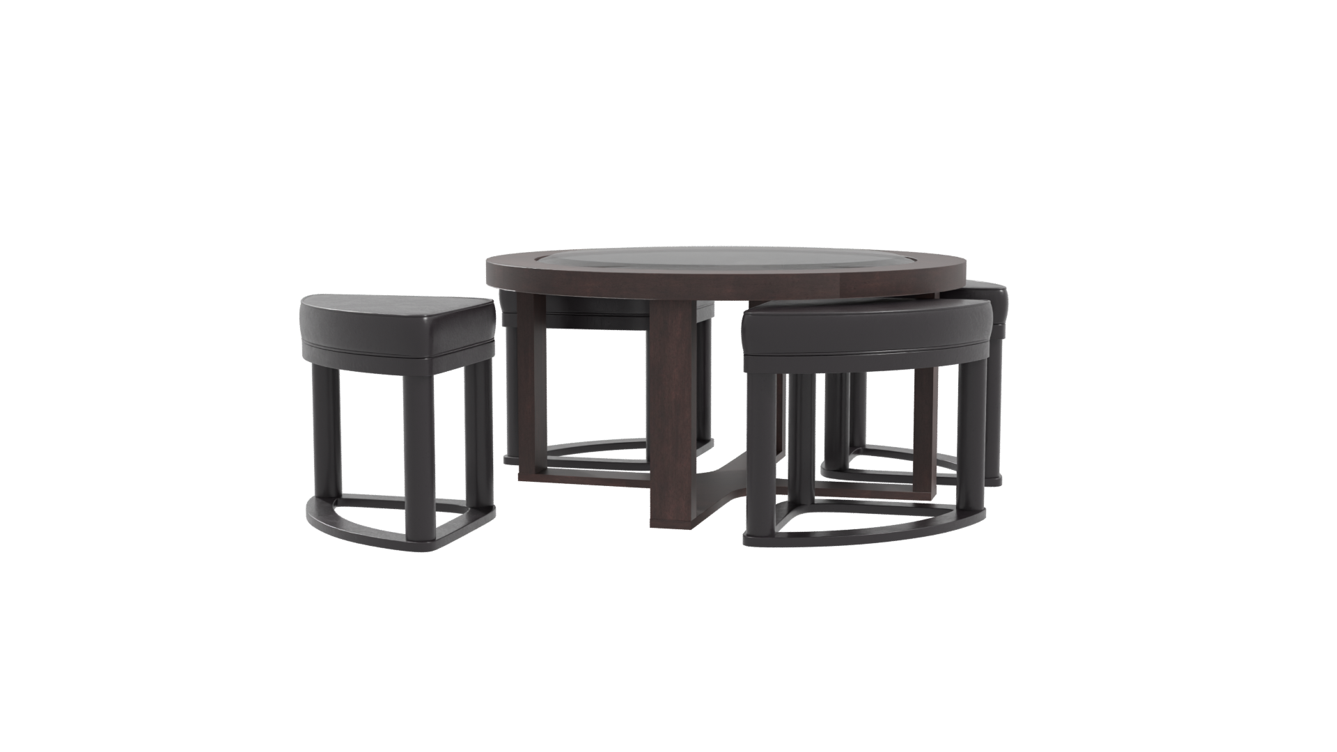 Modern Round Dining Table Set - Professional 3D Model Render 10