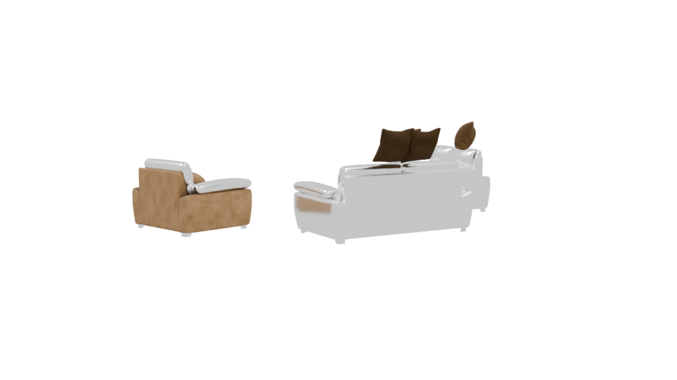Stylish Brown Leather Sofa Set - Professional 3D Model Render 4