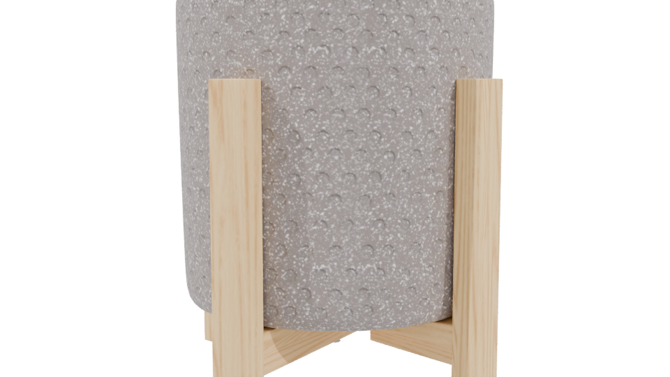 Stylish Modern Planter with Wooden Stand 3D Model - Professional 3D Model Render 3