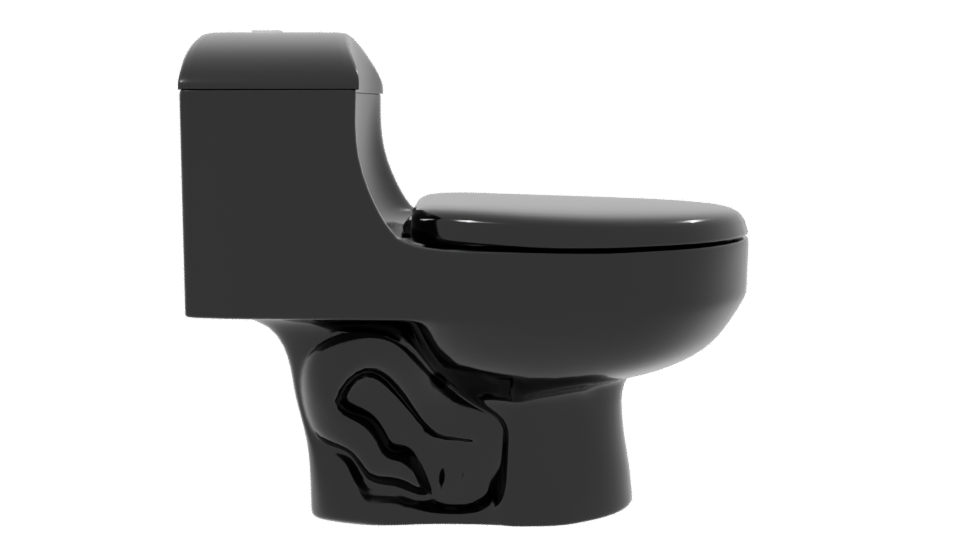 Modern Black One-Piece Toilet 3D - Professional 3D Model Render 8