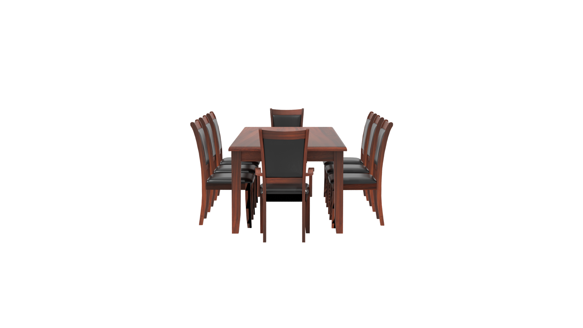 Elegant Rectangular Wooden Dining Table Set 3D Model - Professional 3D Model Render 8