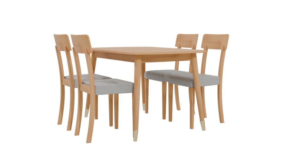 Stylish Wooden Dining Table Set - Professional 3D Model Render 4