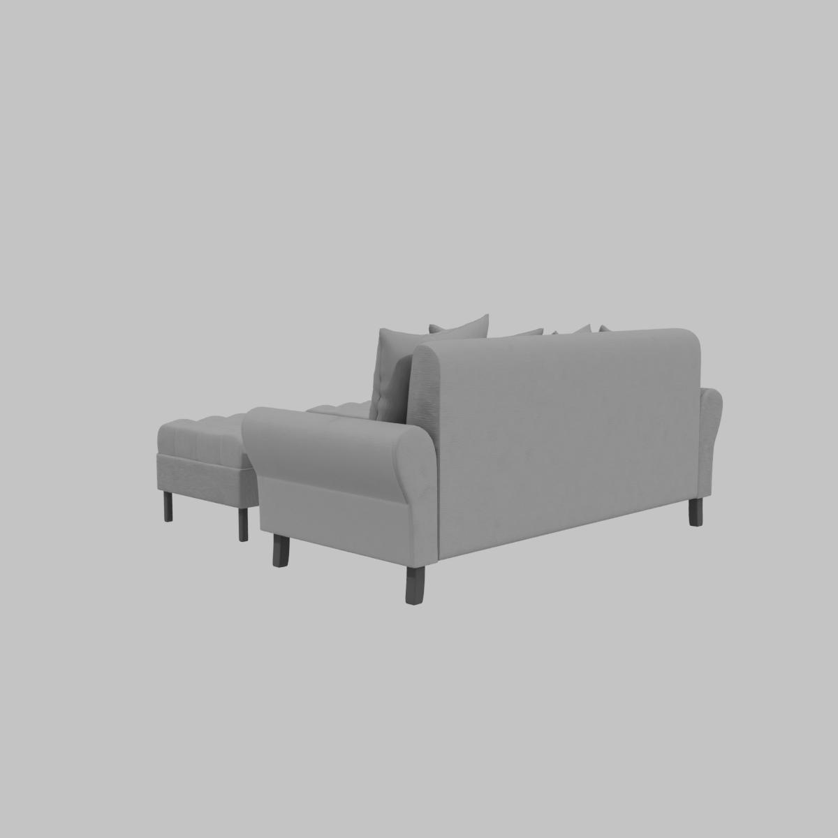 Sofa Lua 3C + 2 Poufs Felpa_Gris_2